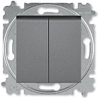 Выключатель кнопочный без рамки ABB EPJ Levit 2-кл. сталь/дымчатый чёрный картинка